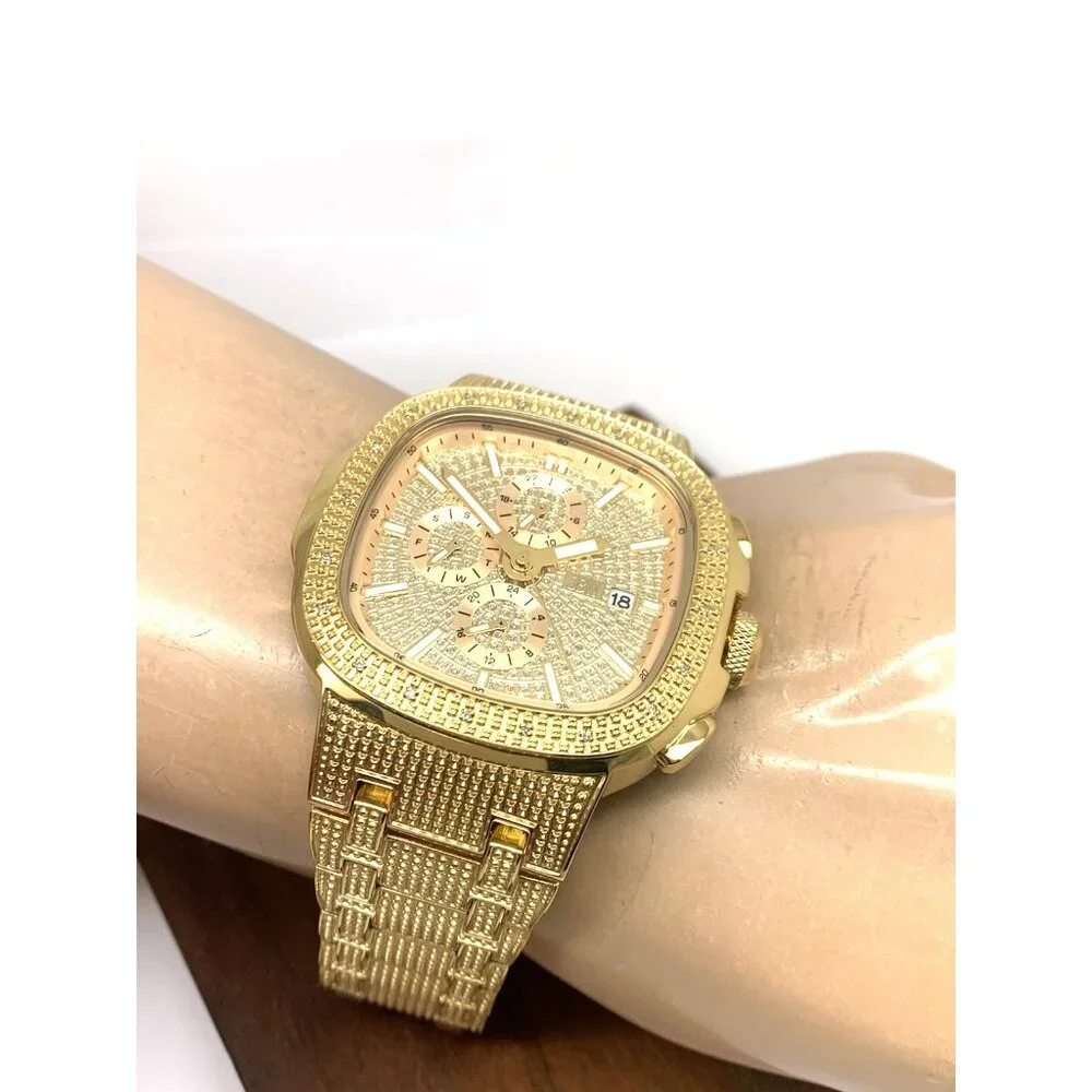 JBW Men's Watch J6380A Heist Diamond 0.20CTW Gold Tone Steel Quartz 45mm